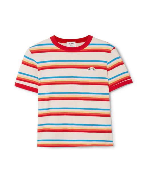 T-shirt En Jersey De Coton à Rayures Années 70 RE/DONE en coloris Rouge |  Lyst