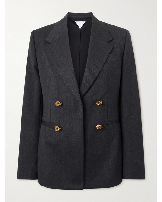 Bottega Veneta Black Double-Breasted Wool-Twill Blazer