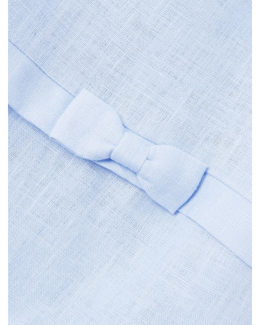 Posse Blue Harper Bow-Detailed Linen Mini Dress