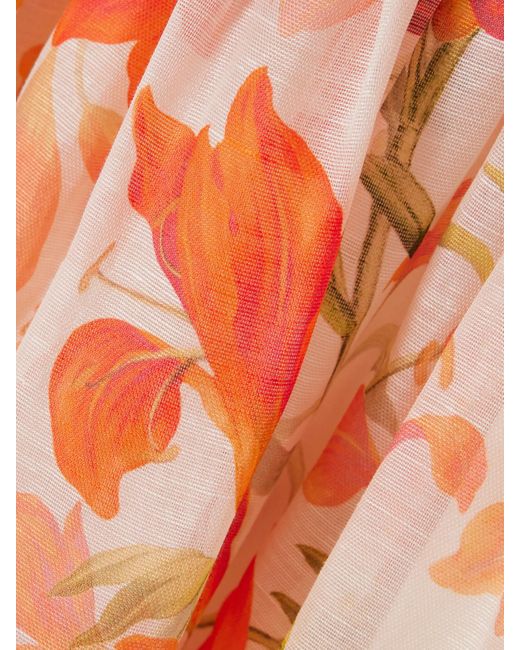 Zimmermann Orange Tranquility Open-Back Floral-Print Linen And Silk-Blend Voile Mini Dress
