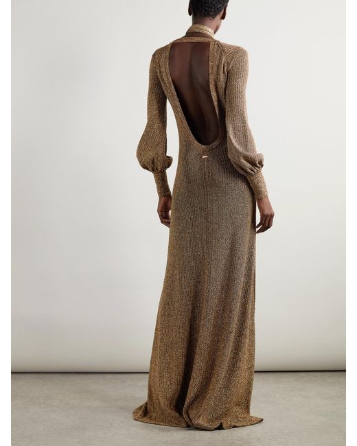 Tom Ford Natural Embellished Metallic Jersey Maxi Dress