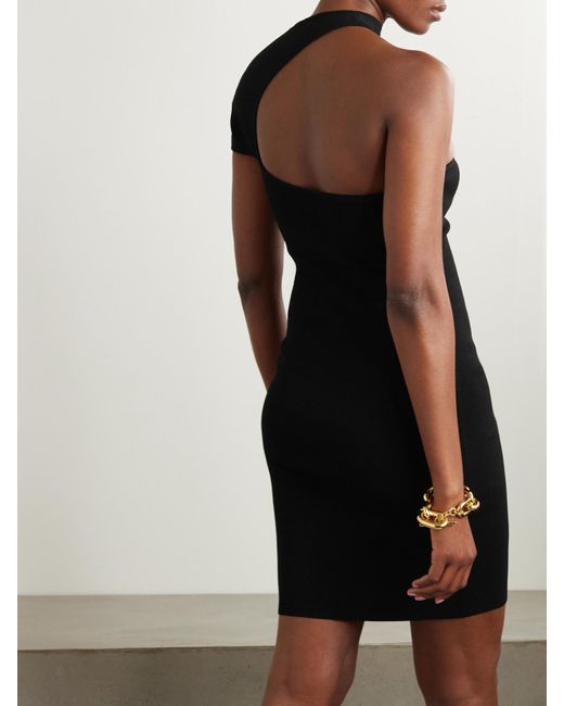 Isabel Marant Black Orka Asymmetric Cutout Stretch-Knit Mini Dress