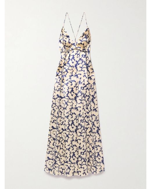 Ulla Johnson White Evie Maxikleid Aus Satin Mit Blumenprint