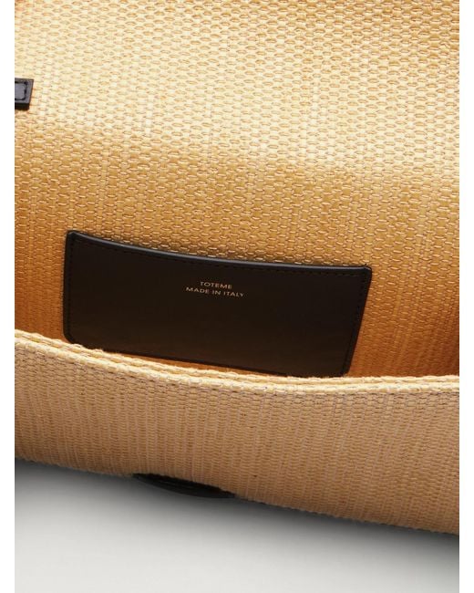 Totême Natural Travel Leather-Trimmed Raffia Shoulder Bag