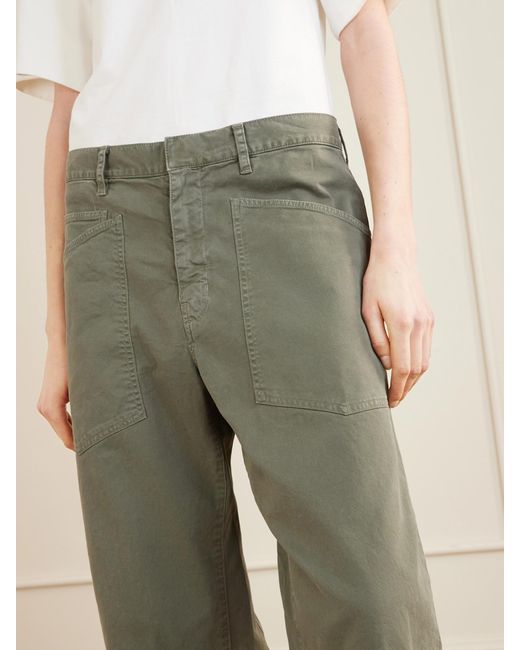 Nili Lotan Green Shon Cotton-Blend Twill Tapered Pants