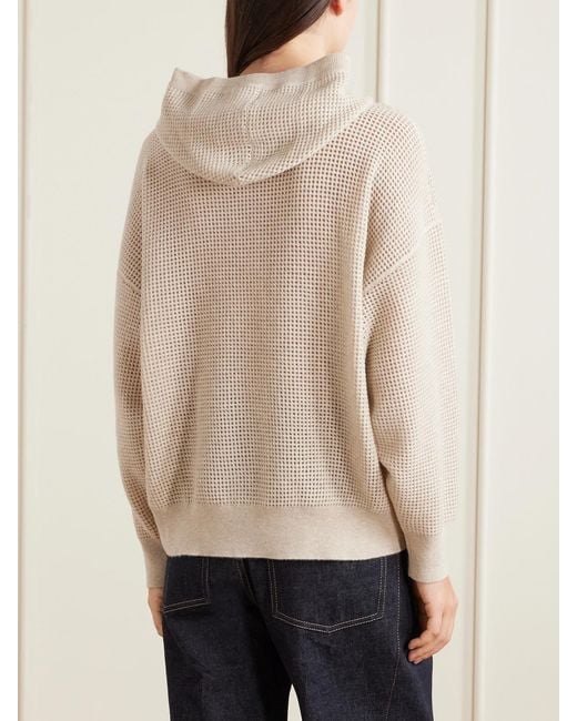 Brunello Cucinelli Natural Waffle-Knit Cashmere Hoodie