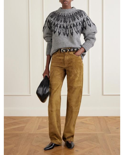 Altuzarra Natural Mills Suede Straight-Leg Pants