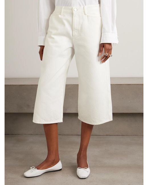 Agolde White Maria Mcmanus Skater Wide-Leg Denim Shorts