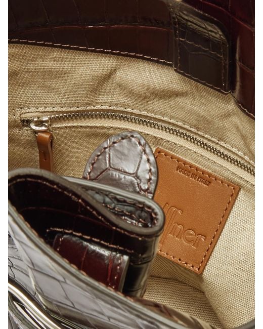 Sac Seau En Cuir Glacé Effet Croco À Boucle Liffner en coloris White