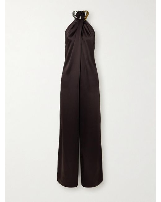 Combi-Pantalon En Satin À Chaîne Stella McCartney en coloris Brown