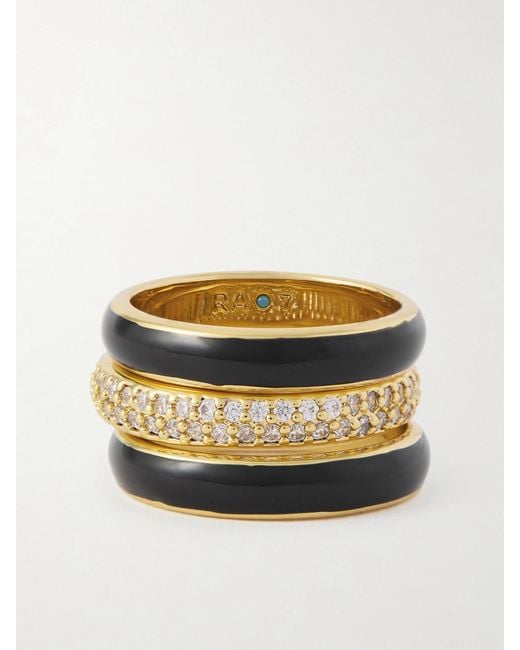 Roxanne Assoulin Gray A Touch Of Midnight Set Of Three-Tone Crystal Rings