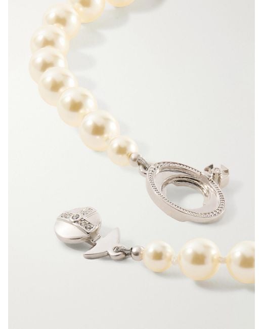 Vivienne Westwood White Orb-Embellished-Tone Beaded Choker