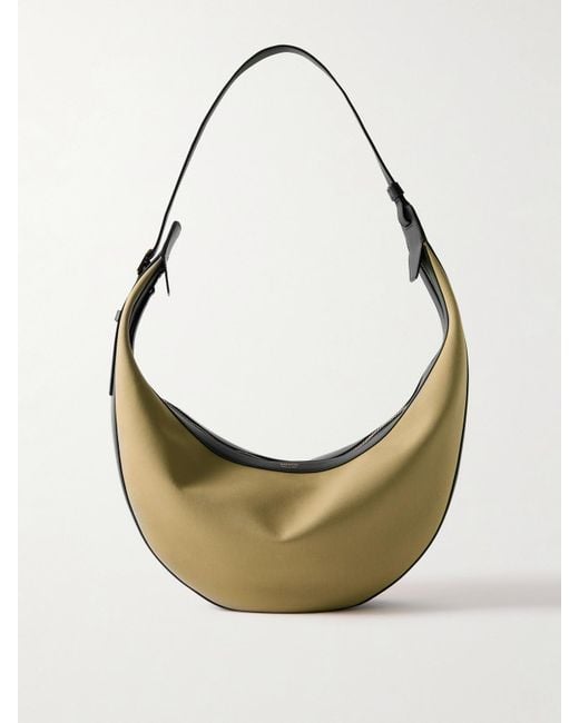 Khaite Metallic Augustina Leather-Trimmed Canvas Shoulder Bag