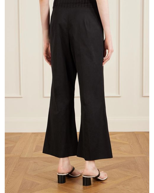 Khaite Black Walter Cotton And Silk-Blend Flared Pants