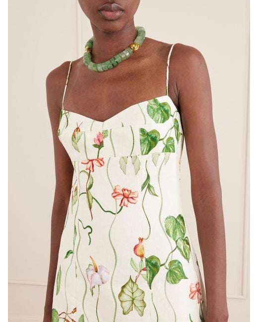 Cara Cara White Cherry Printed Linen Mini Dress