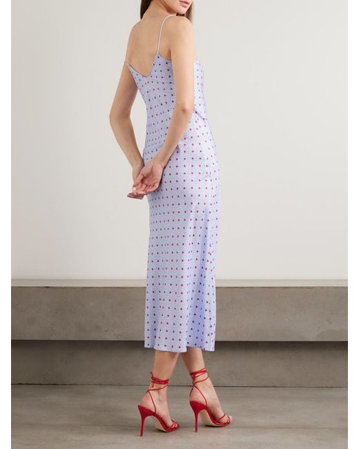 Rodarte White Appliquéd Printed Silk-Twill Midi Dress