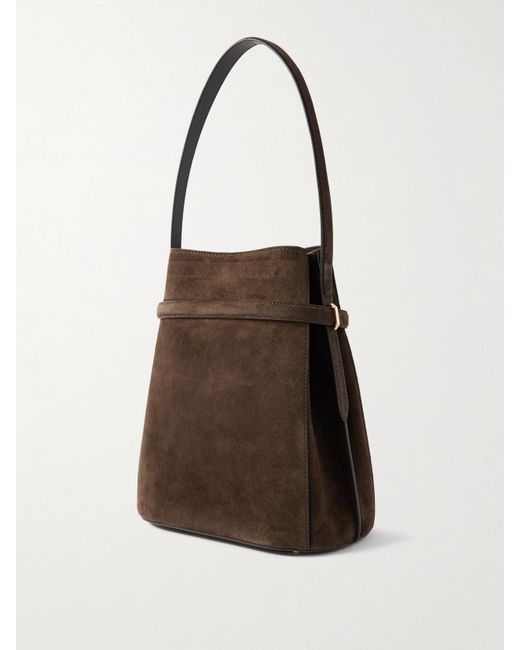 Totême  Natural Tote Aus Veloursleder Mit Riemen
