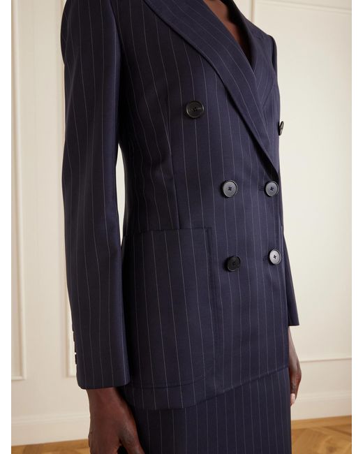 Givenchy Blue Pinstripe Double-Breasted Wool Blazer