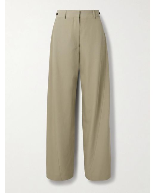 The Row Natural Elowyn Wool-Gabardine Straight-Leg Pants
