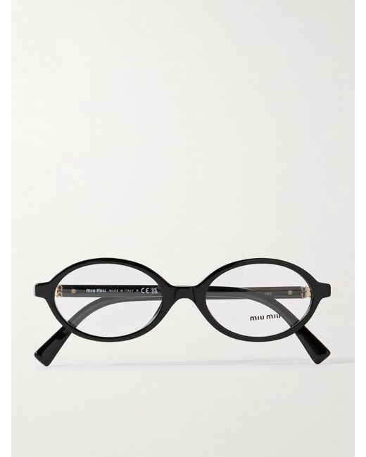 Miu Miu Black Oval-Frame Acetate Optical Glasses