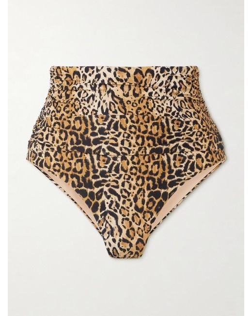 Melissa Odabash Natural Catania Ruched Leopard-Print Bikini Briefs