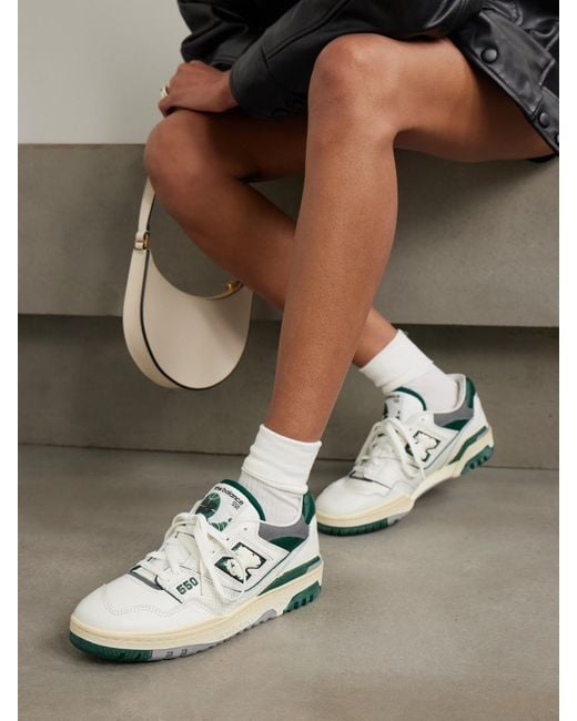 New Balance Metallic 550 Sneakers Aus Strukturiertem Leder Und Glattleder Mit Perforationen Und Distressed-Details
