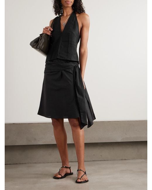 Deiji Studios Black Linen Halterneck Top
