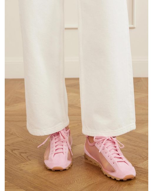 Jacquemus Pink Les Tennis Suede And Leather Trimmed Mesh Sneakers