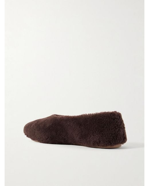 Staud Brown Alba Ballet Shearling Flats