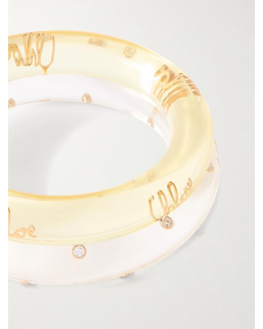 Chloé Natural Set Of Two Resin, Crystal And-Tone Bangles