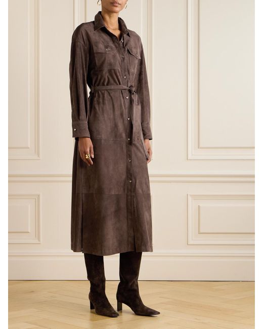 Manteau En Daim À Ceinture Brunello Cucinelli en coloris Brown