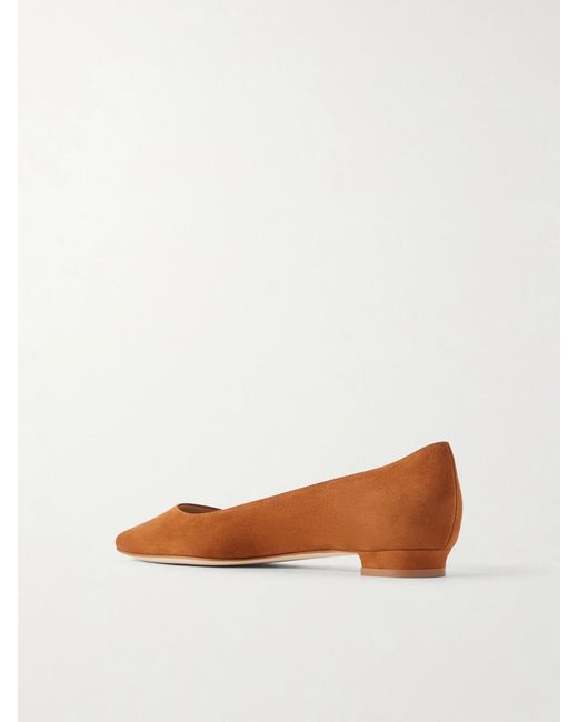 Manolo Blahnik Brown Bb Suede Ballet Flats