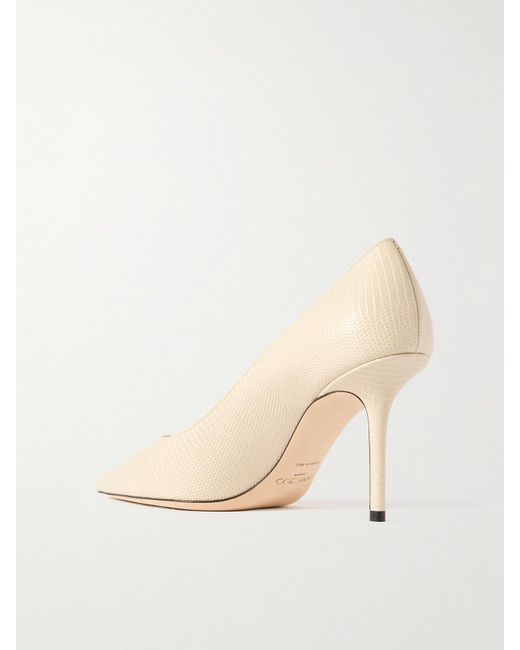 Jimmy Choo Natural Love 85 Lizard-Effect Leather Point-Toe Pumps