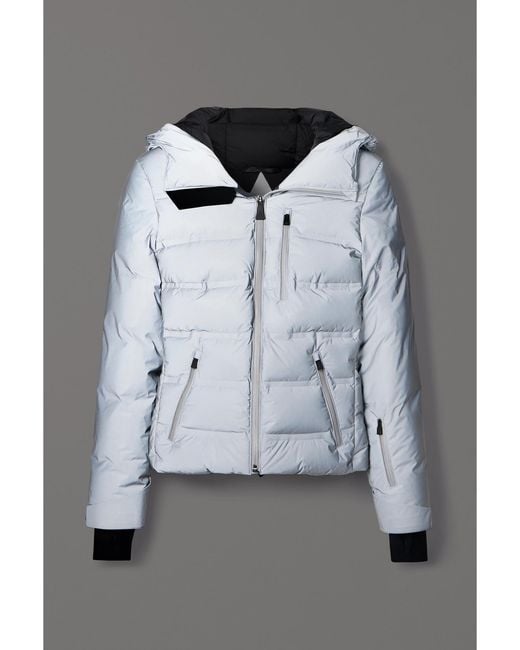 Aztech Mountain Gray Nuke Quilted Dyntex Hooded Down Ski Jacket