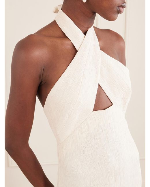 Johanna Ortiz White Light Heart Gauze Halterneck Maxi Dress