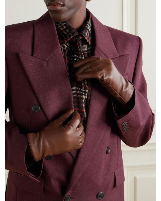 Saint Laurent Brown Leather Gloves