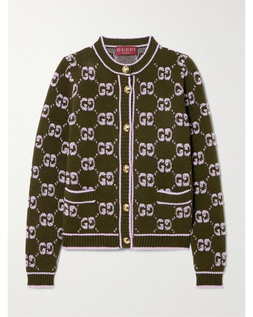 Gucci Women's Black Wool-Jacquard Cardigan