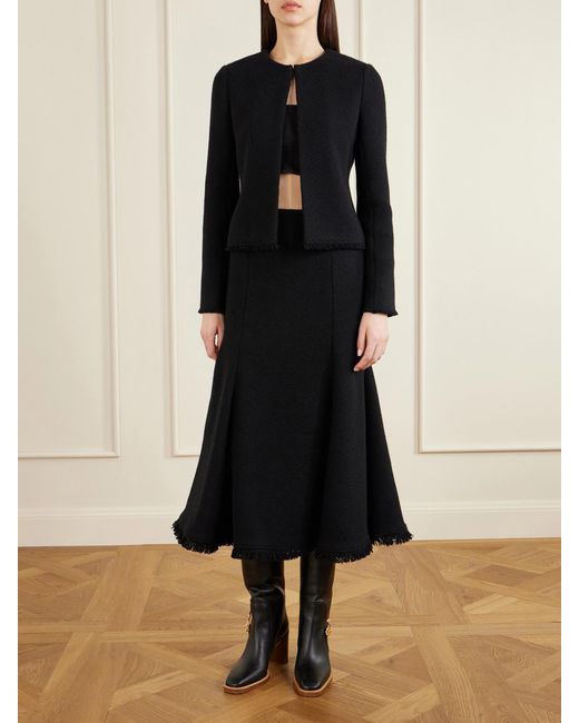 Gabriela Hearst Black Normand Frayed Wool And Cashmere-Blend Jacket