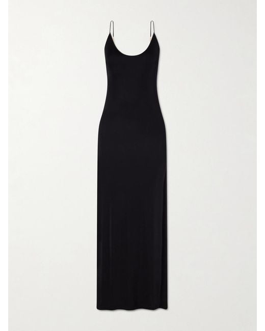 Saint Laurent Black Embellished Jersey Maxi Dress