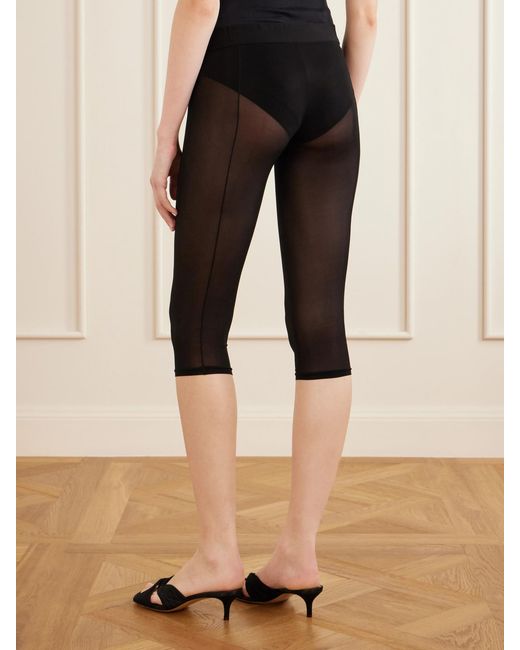 Magda Butrym Black Cropped Mesh Skinny-Leg Pants