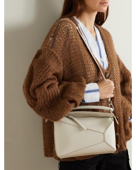 Sac Porté Épaule En Cuir Texturé Puzzle Edge Small Loewe en coloris White