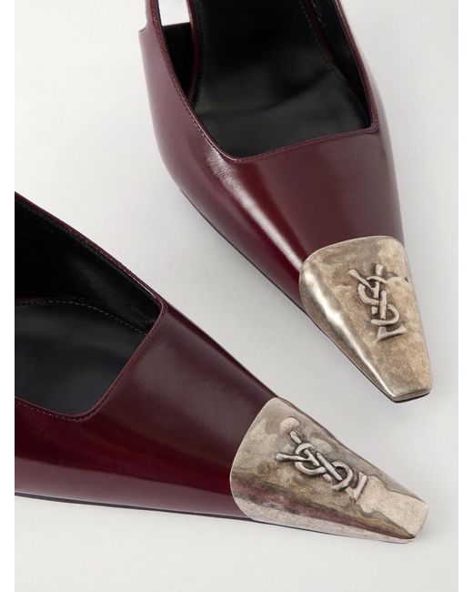 Saint Laurent Pink Jeanne Cassandre-Embossed Leather Slingback Pumps