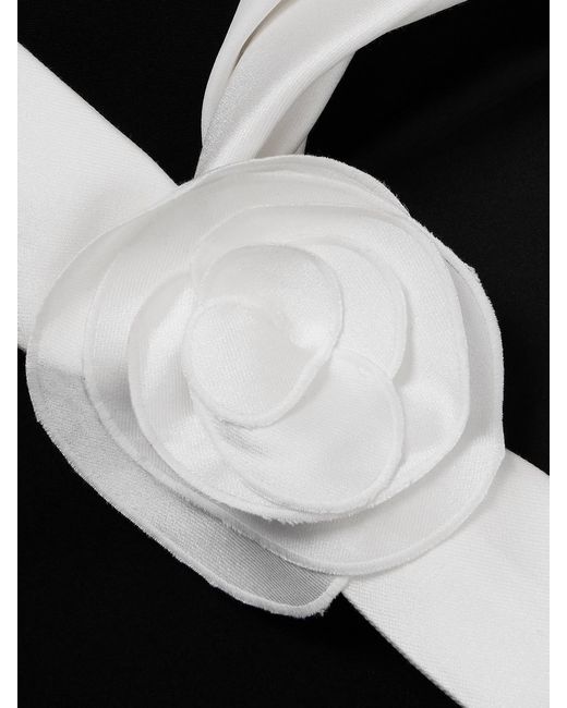 Robe Longue Épaules Nues À Dos Ouvert En Crêpe À Finitions En Faille Self-Portrait en coloris Black