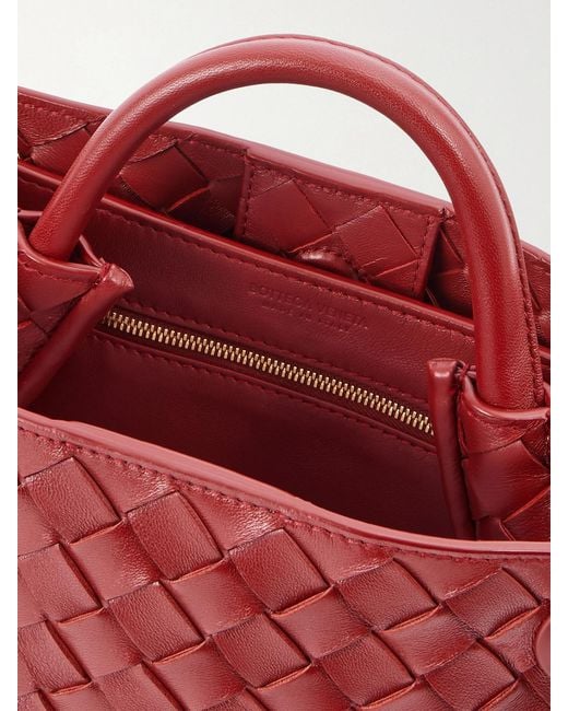 Bottega Veneta Red Andiamo Intrecciato Leather Tote