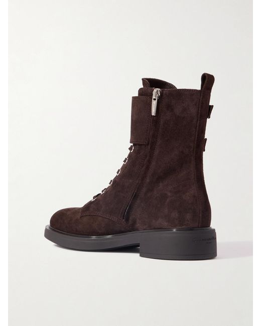 Gianvito Rossi Brown Ripley Buckled Suede Ankle Boots