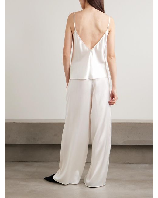 Olivia Von Halle White Blair Silk-Satin Pajamas