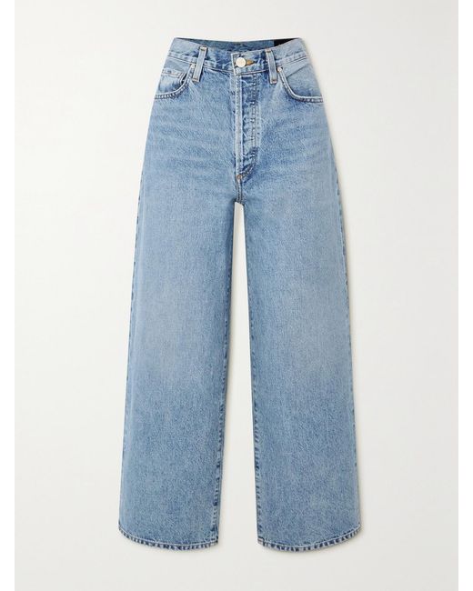 Goldsign Blue The Storey Cropped High-Rise Wide-Leg Jeans