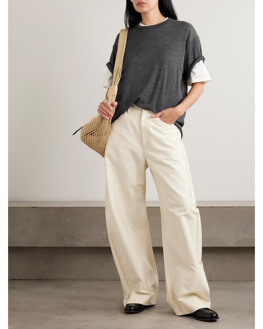 Ssstein Gray Ribbed Wool T-Shirt