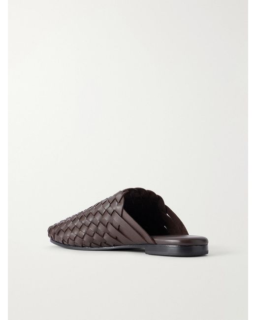 St. Agni Brown Bunto Woven Leather Slip-Ons