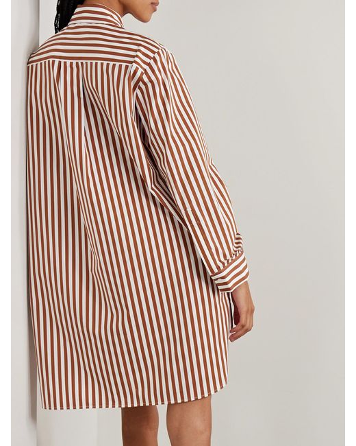Twp Red Morning After Striped Cotton-Poplin Shirt Dress